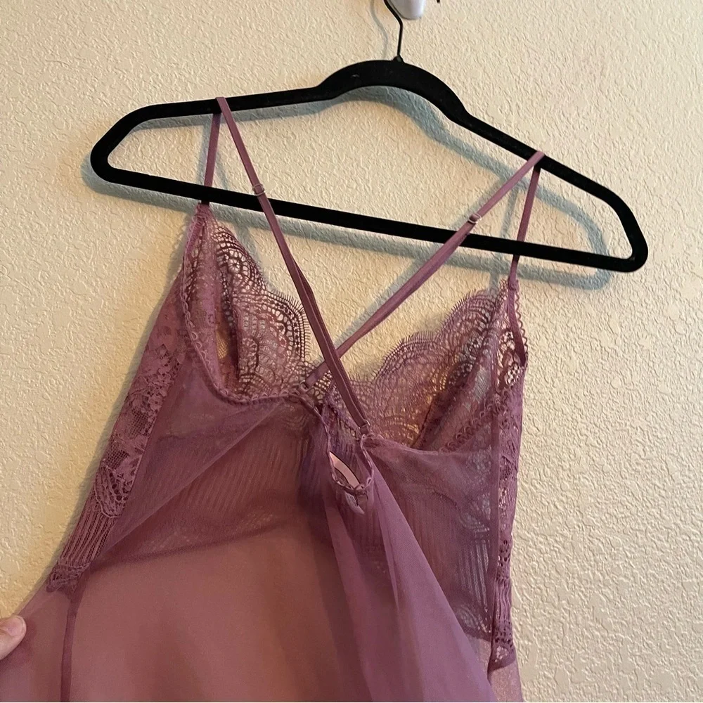 VICTORIA'S SECRET Lace Mauve Mesh Babydoll Top Women's Size Small - Picture 6 of 10
